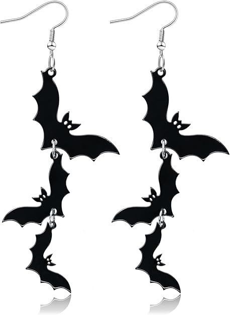Acrylic Halloween Earrings Black Skull Bat Drop Dangle Earrings for Women Fun Cute Spooky Hallowe... | Amazon (US)