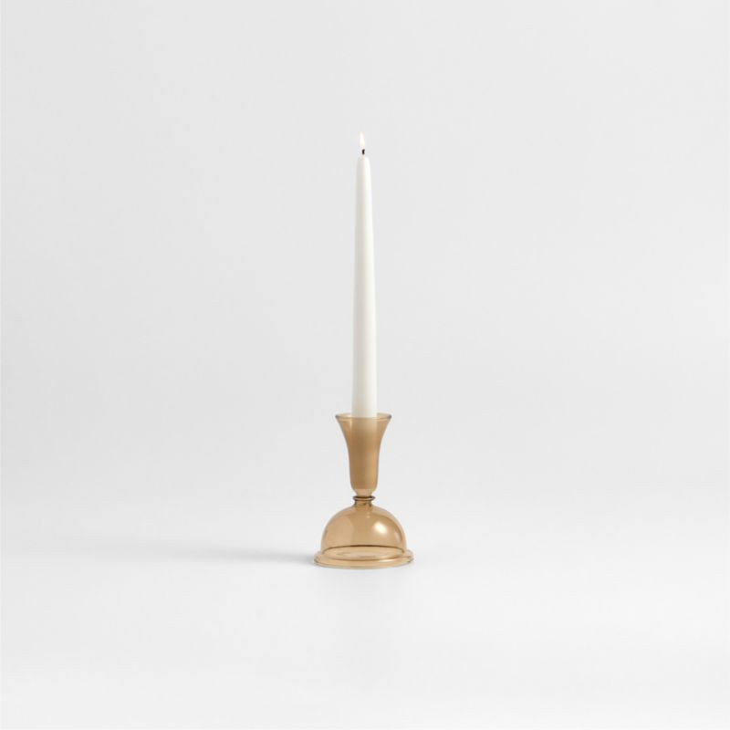 Milano Small Amber Glass Taper Candle Holder 5.2 | Crate & Barrel