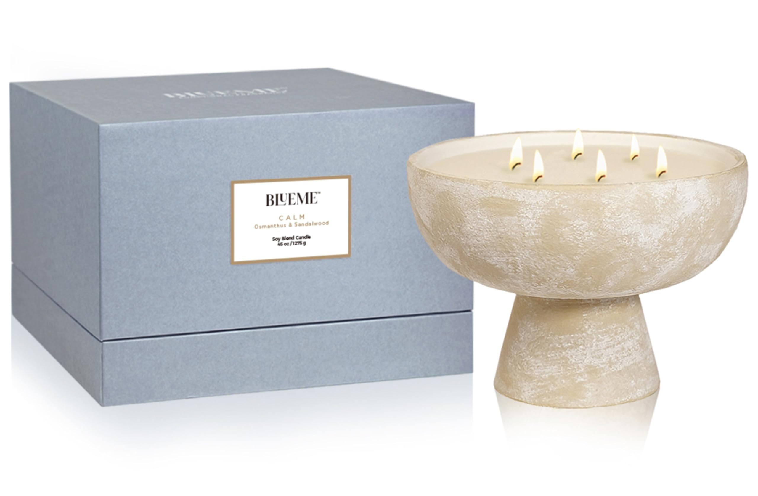 BLUEME Calm-Osmanthus & Sandalwood, 6 Wick, Refillable Wellness Candle, Contains Essential Oil, S... | Amazon (US)