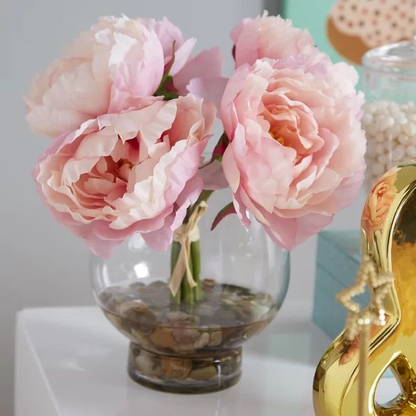 Silk Peony Arrangement in Vase | Wayfair North America