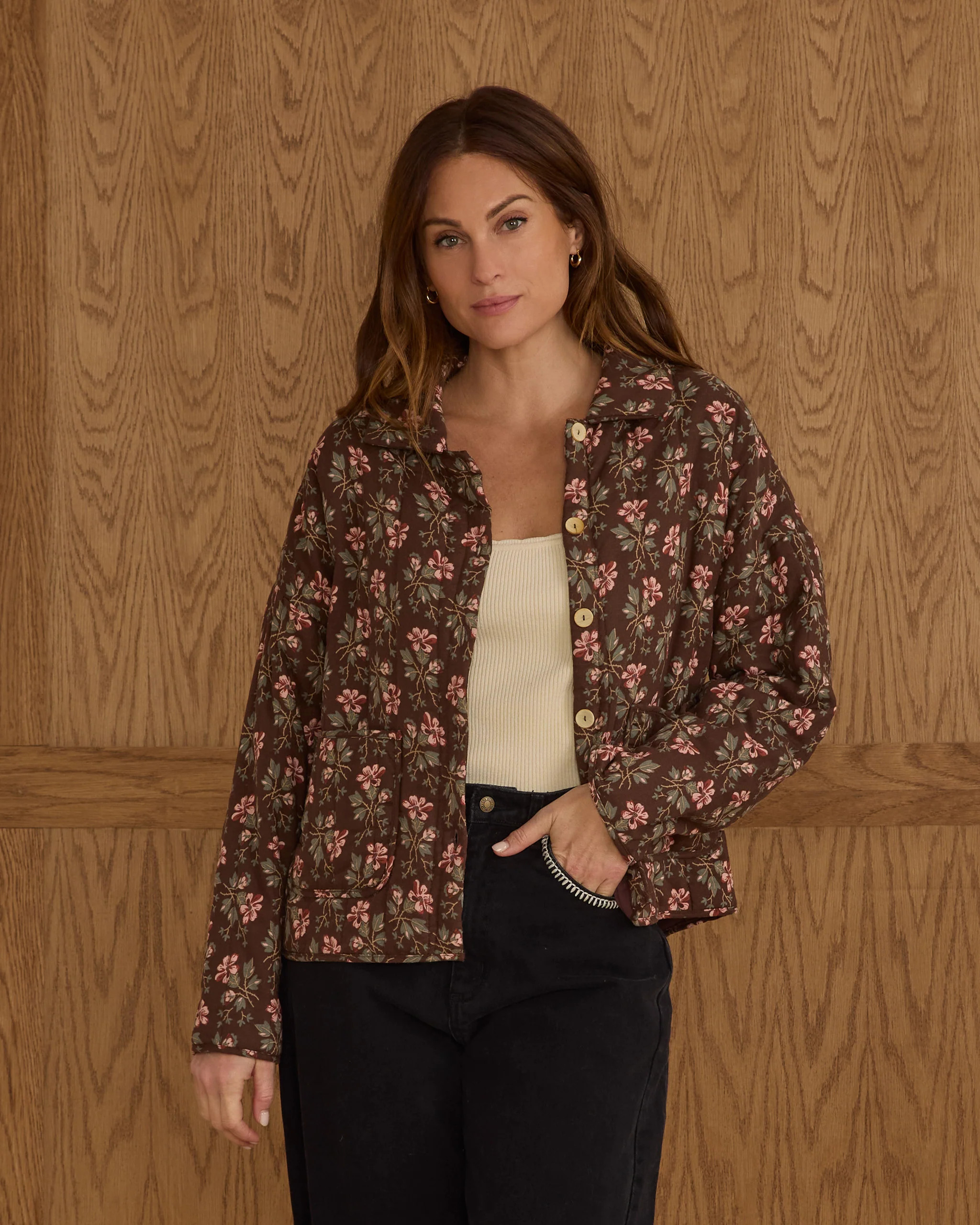 Quilted Collar Jacket | Winter Floral | Rylee + Cru