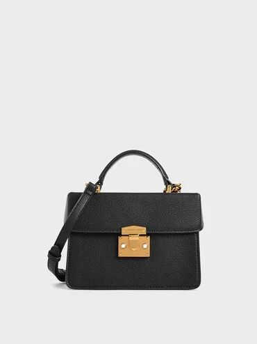 Classic Push-Lock Top Handle Bag
 - Black | Charles & Keith UK