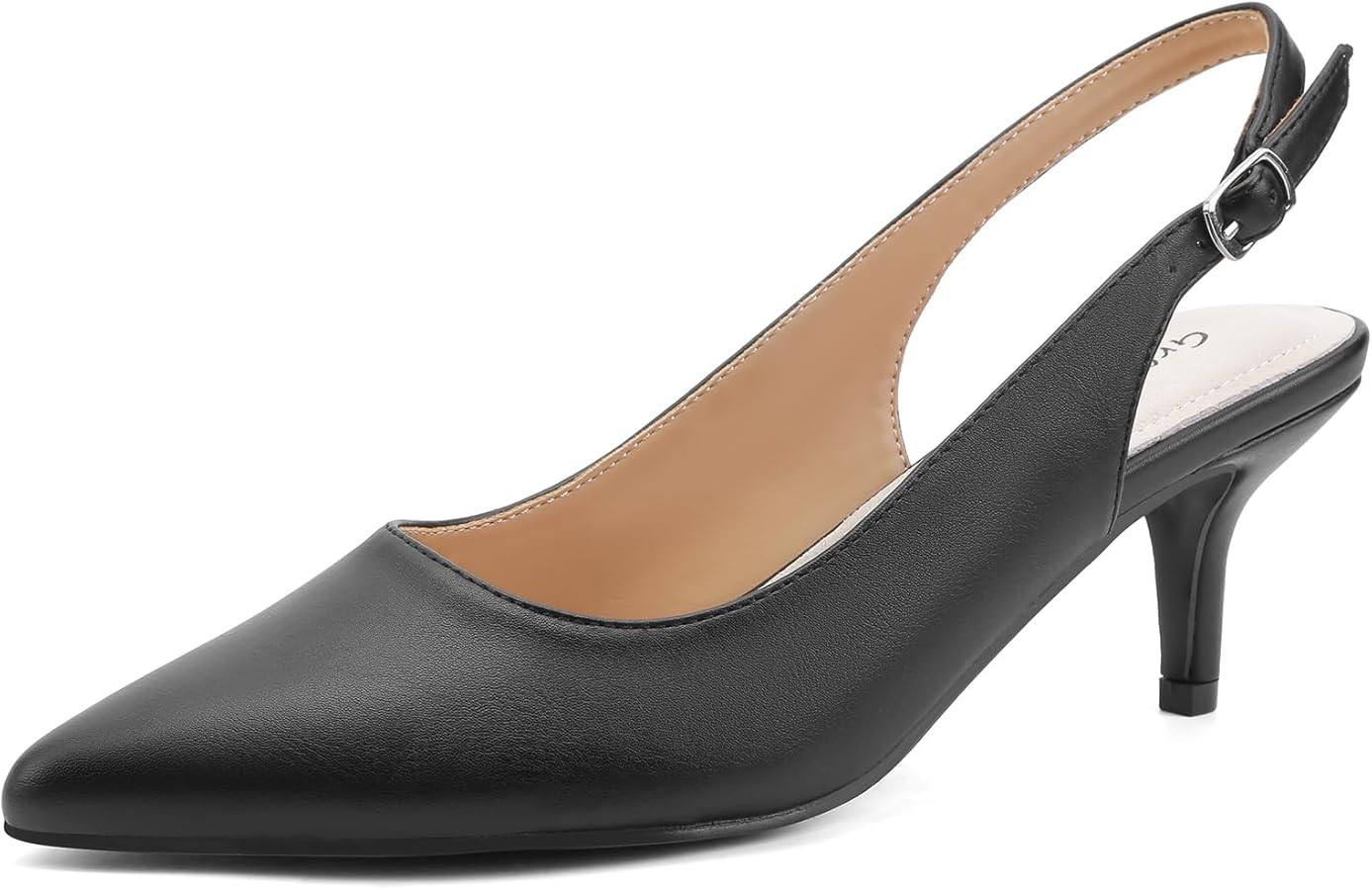 Greatonu Women's Slingback Kitten Heel Pointed Toe Dress Pumps Shoes | Amazon (US)