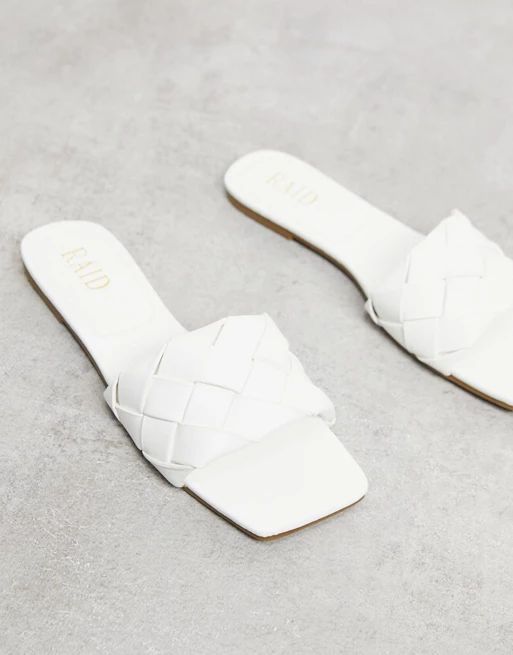 RAID Eleah plaited flat sandals in white | ASOS (Global)