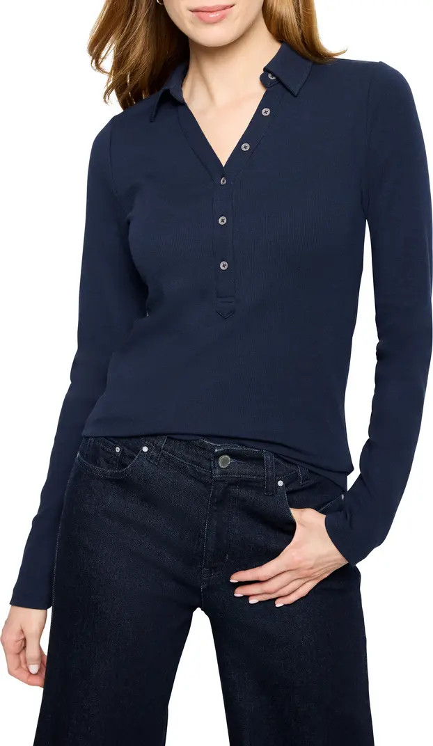 NIC+ZOE Perfect Knit Rib Long Sleeve Polo | Nordstrom | Nordstrom