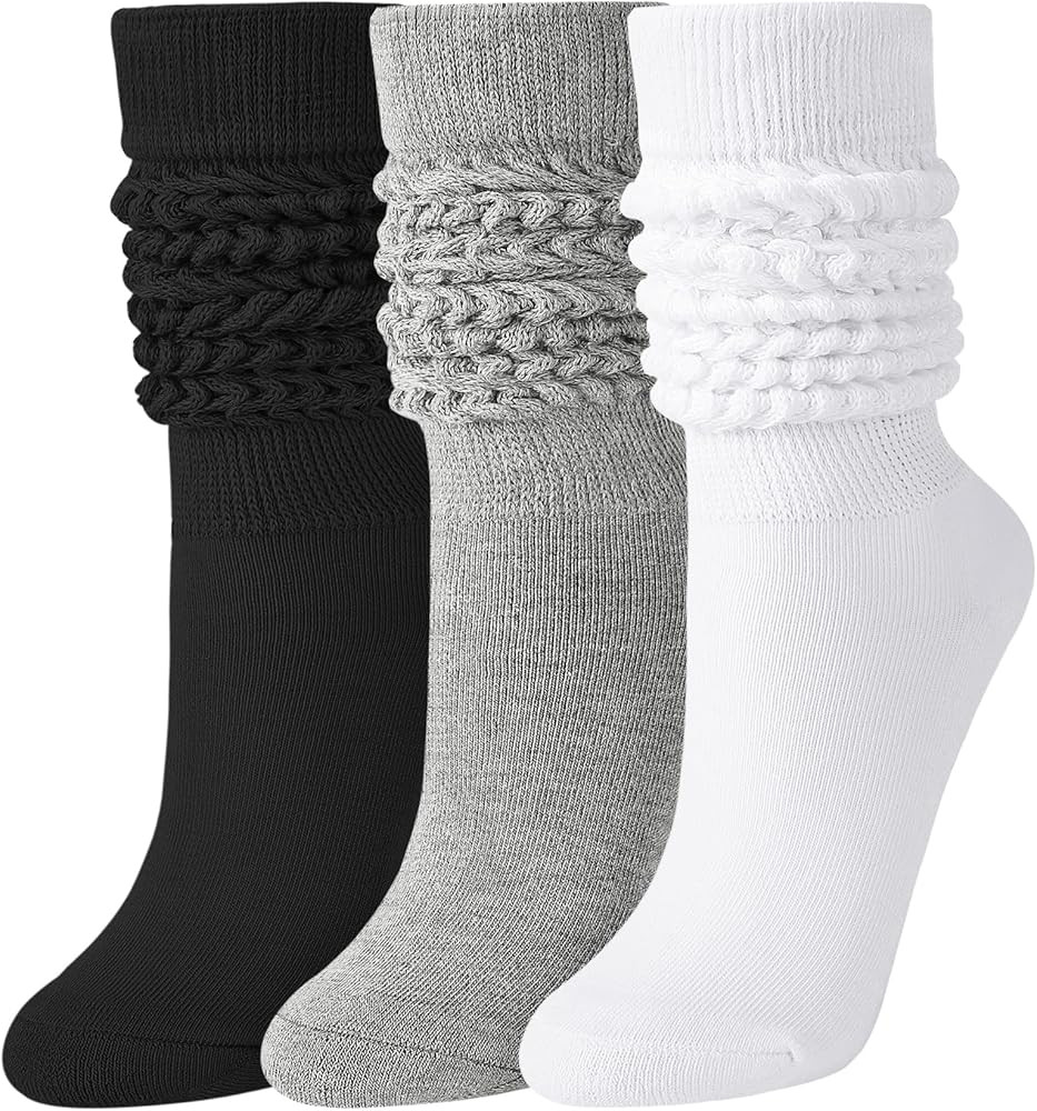 JOCMIC Slouch Socks for Woman 3 Pairs Women Scrunch Socks Extra Long Knee High Slouchy Socks Size... | Amazon (US)