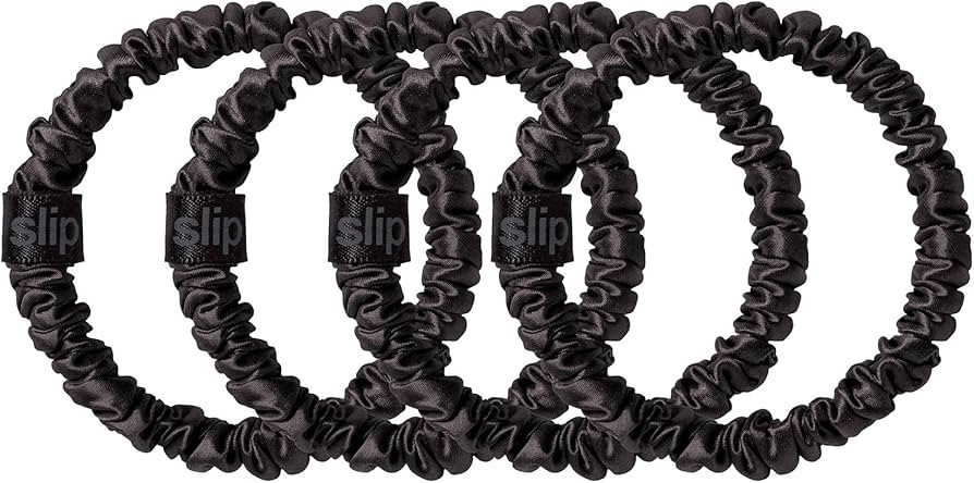 Slip Silk Skinny Scrunchies - Black - 100% Pure 22 Momme Mulberry Silk Scrunchies for Women - Hai... | Amazon (US)