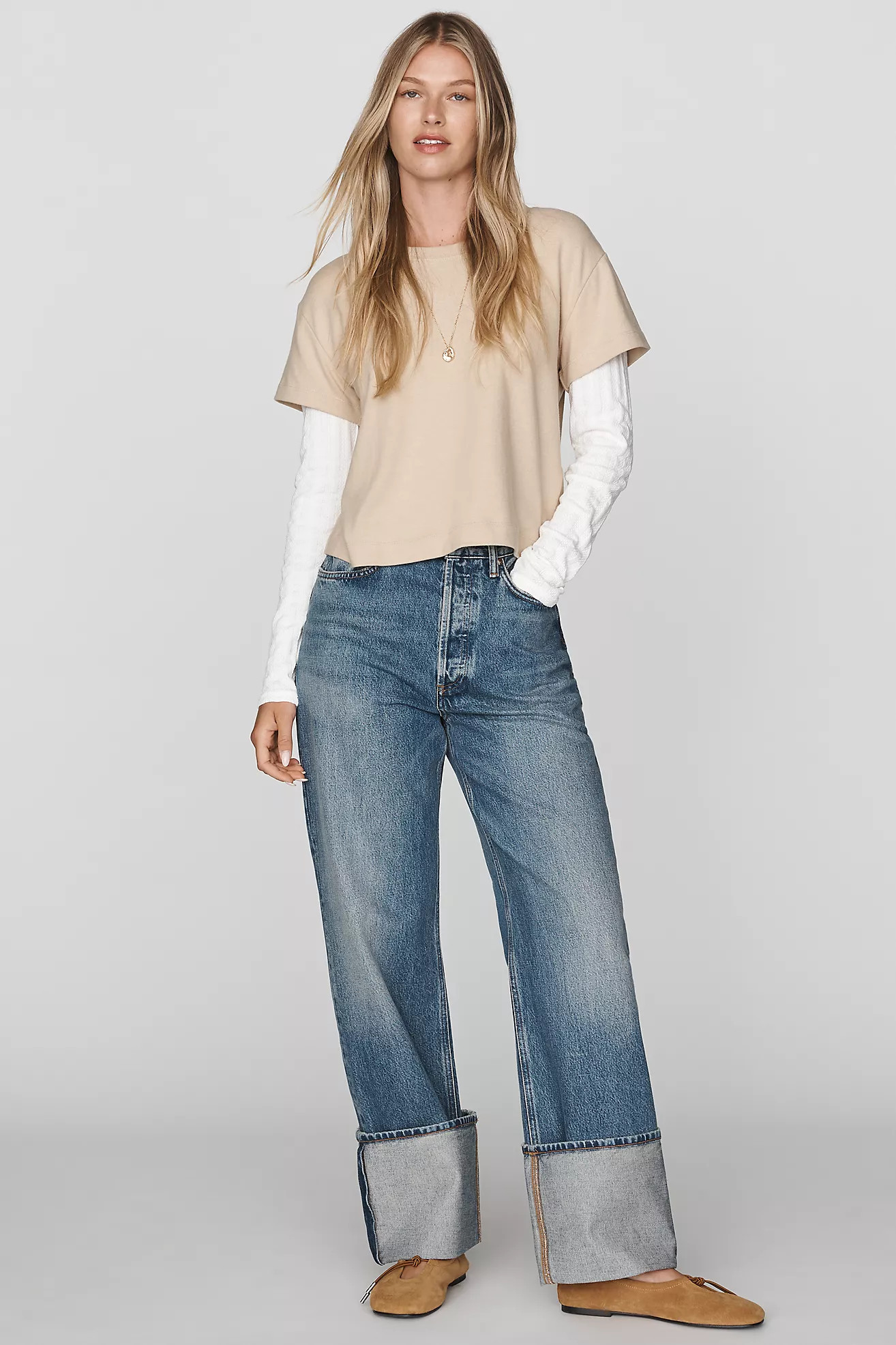 AGOLDE Big Cuff High-Rise Wide-Leg Jeans | Anthropologie (US)