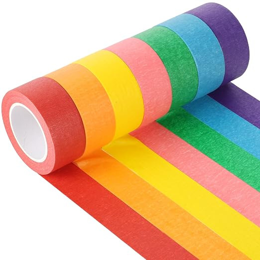 ZFIOPSH Colored Masking Tape 1 Inch, Colored Tape Rolls, Painters Tape for Kids, Colorful Tape fo... | Amazon (US)