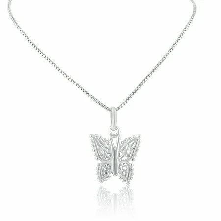 Sterling Silver Womens Dainty Butterfly Charm Necklace | Walmart (US)