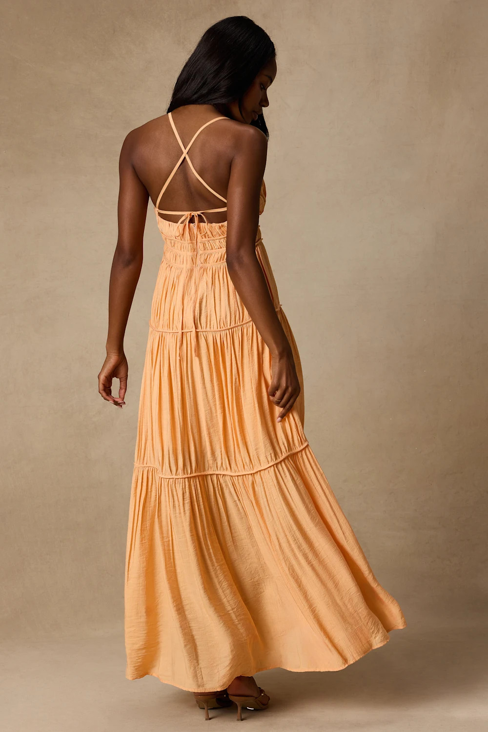 Devaney Light Orange Tie-Back Maxi Dress | Lulus