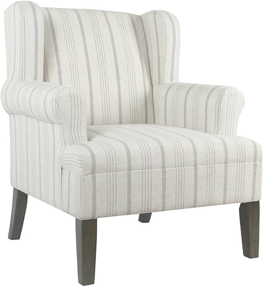 HomePop Emerson Wingback Accent Chair, Dove Grey Stripe | Amazon (US)