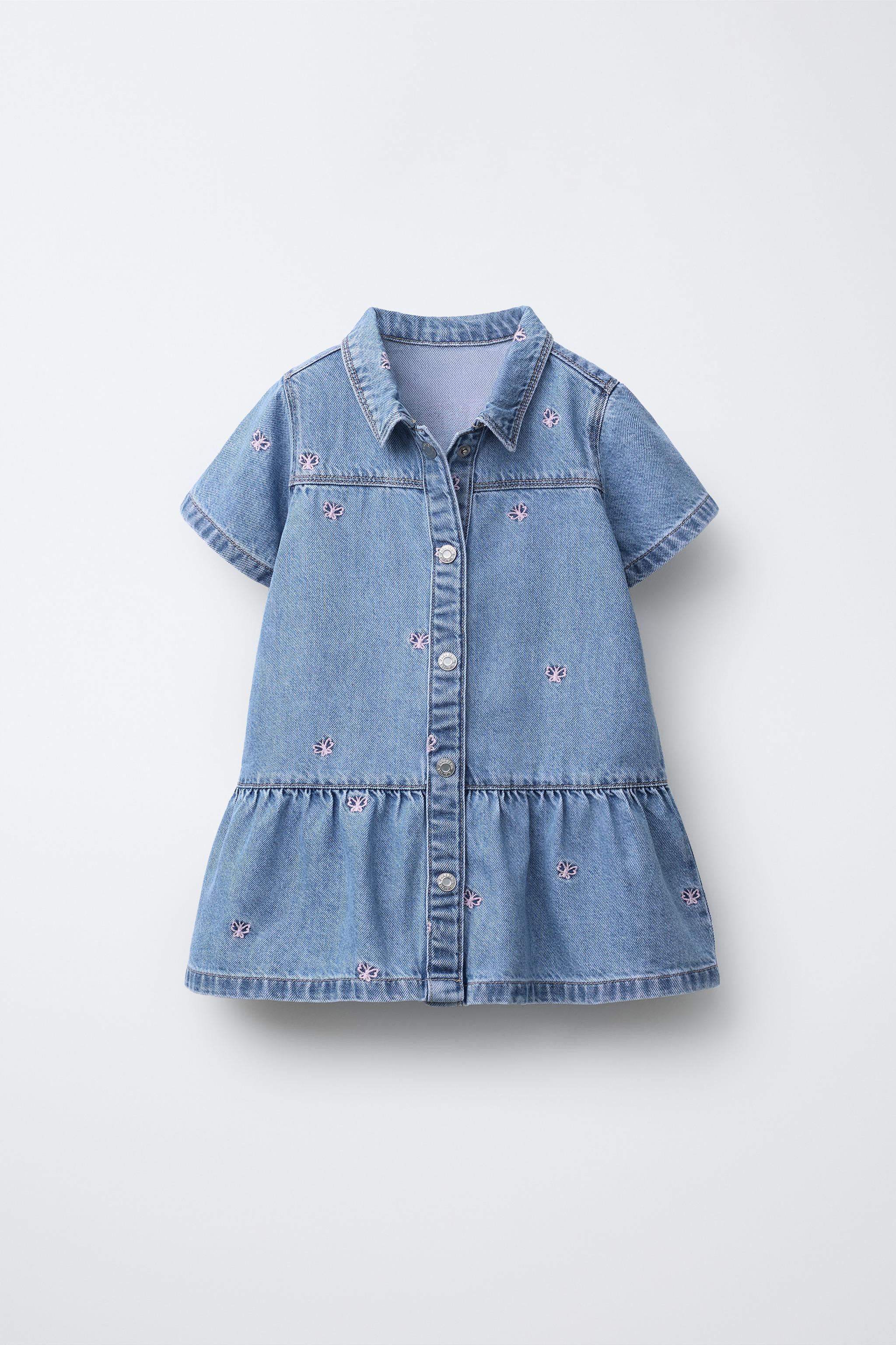 EMBROIDERED BUTTERFLY DENIM DRESS | Zara US
