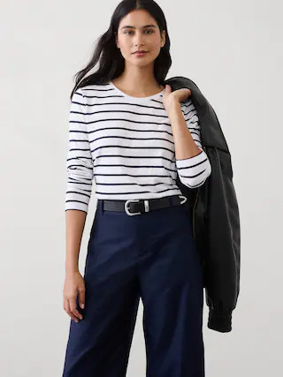 Timeless Long-Sleeve Crew-Neck T-Shirt | Banana Republic Factory