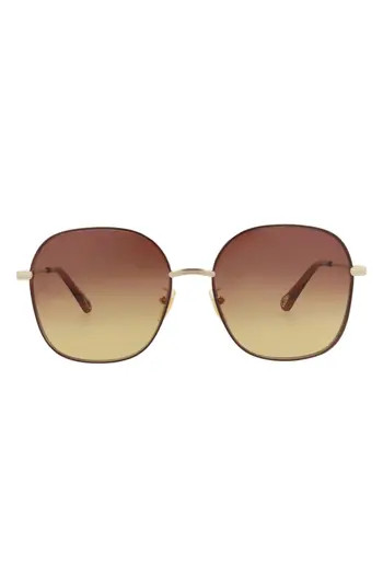 Chloé 59mm Square Sunglasses in Gold Gold Brown at Nordstrom Rack | Nordstrom Rack