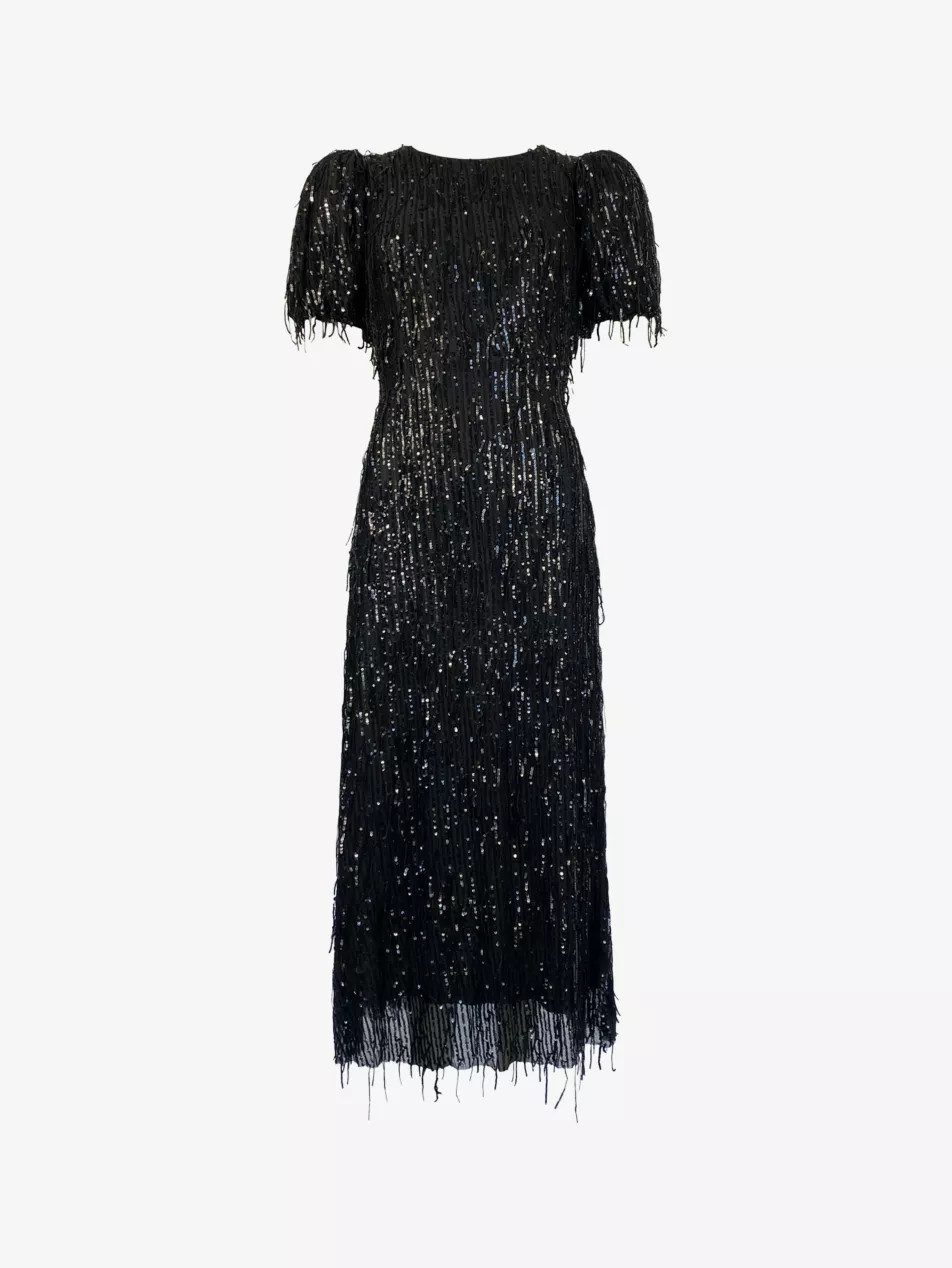 Gina sequin-embellished stretch-woven midi dress | Selfridges