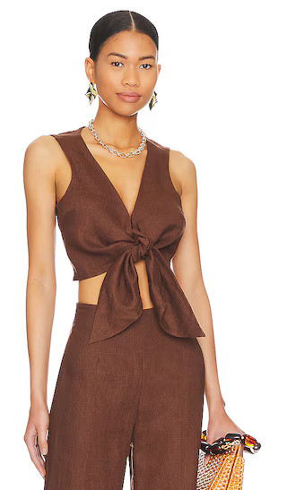 Dalaila Tie Top in Chocolate | Revolve Clothing (Global)