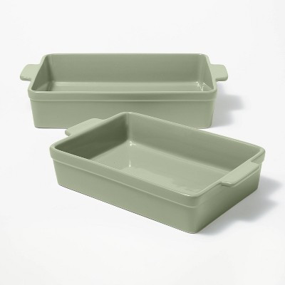 2pc Stoneware Rectangle Baking Dish Set Sage Green - Figmint™: Bakeware, Microwave & Oven Safe, Dishwasher Safe | Target