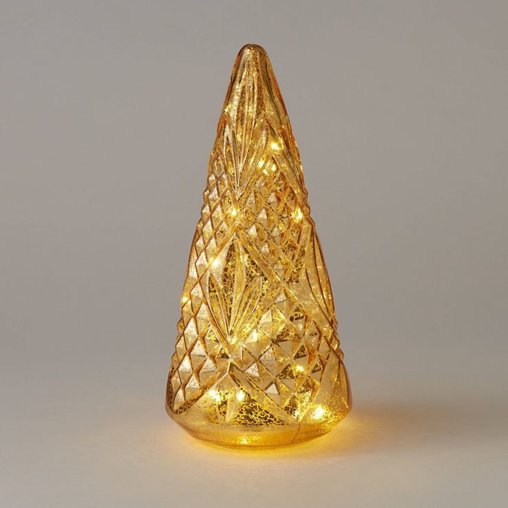 12.4" Battery Operated Pre-Lit Glass Christmas Tree Gold - Wondershop™ | Target