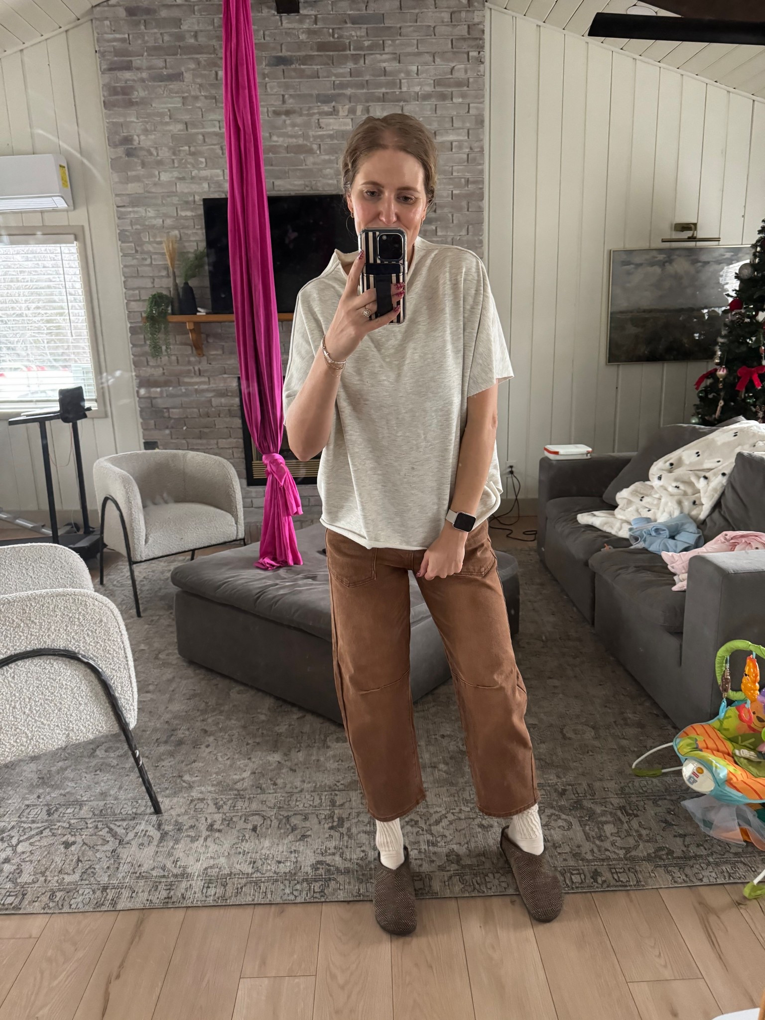 Wednesday fit. Love these high waisted pants! They have stretch which I love. The top is from a set that I’m obsessed with. Size down 1/2 in clogs. 

#LTKootd #LTKFindsUnder50 #LTKgrwm