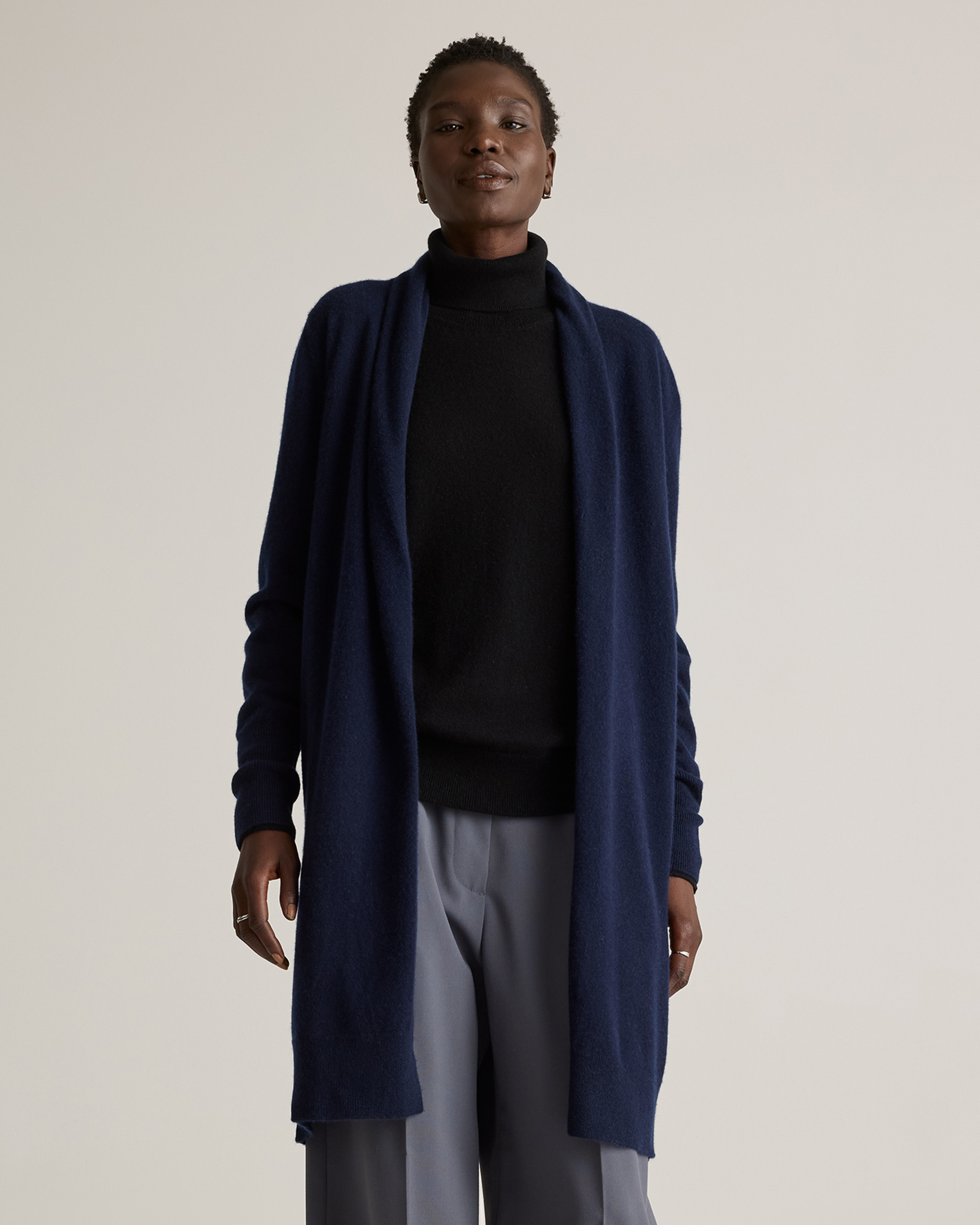 Quince | Women's Mongolian Cashmere Duster Cardigan Sweater in True Navy, Size XS | Quince