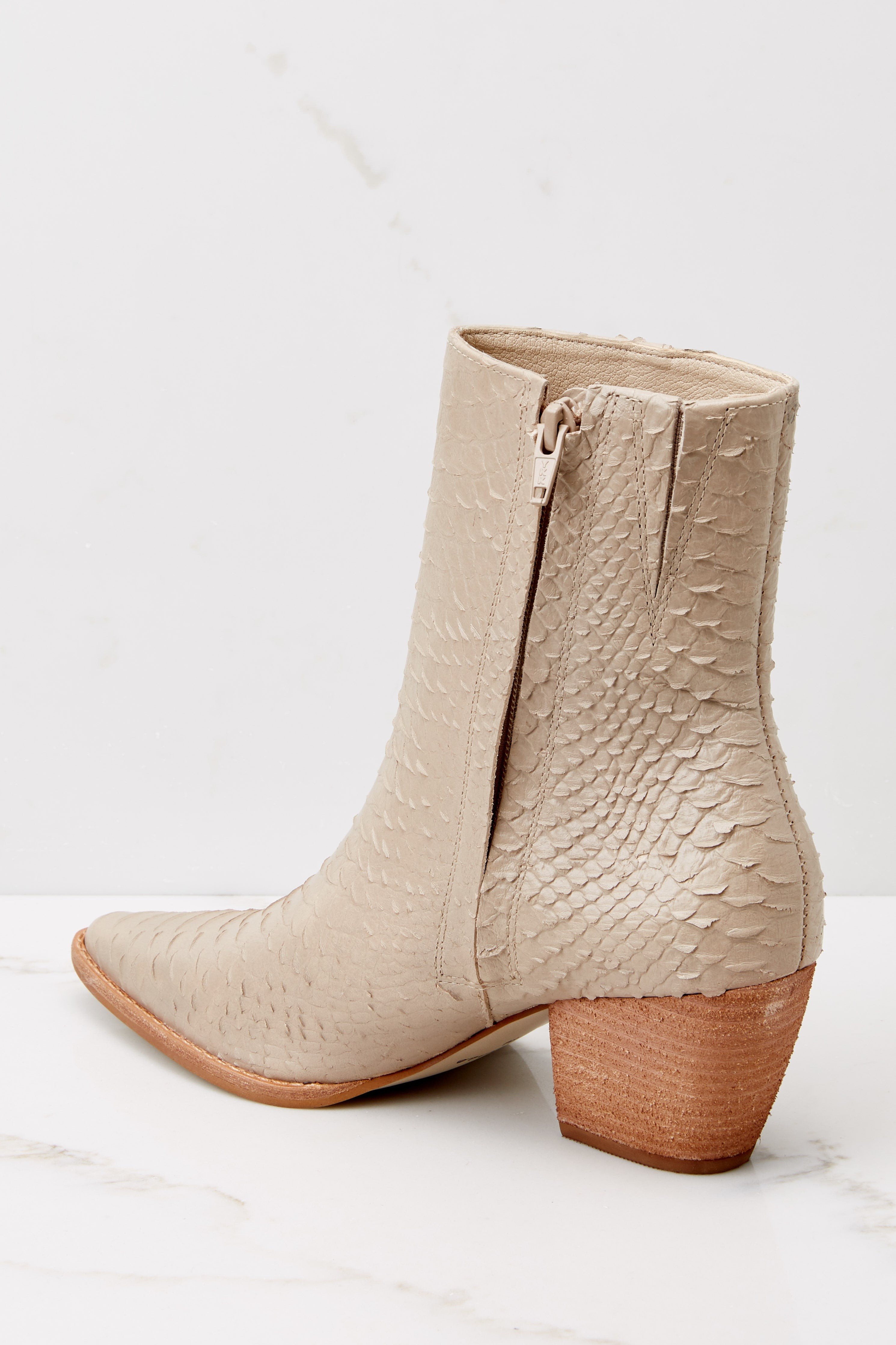 Caty Ivory Snake Ankle Boots | Red Dress 