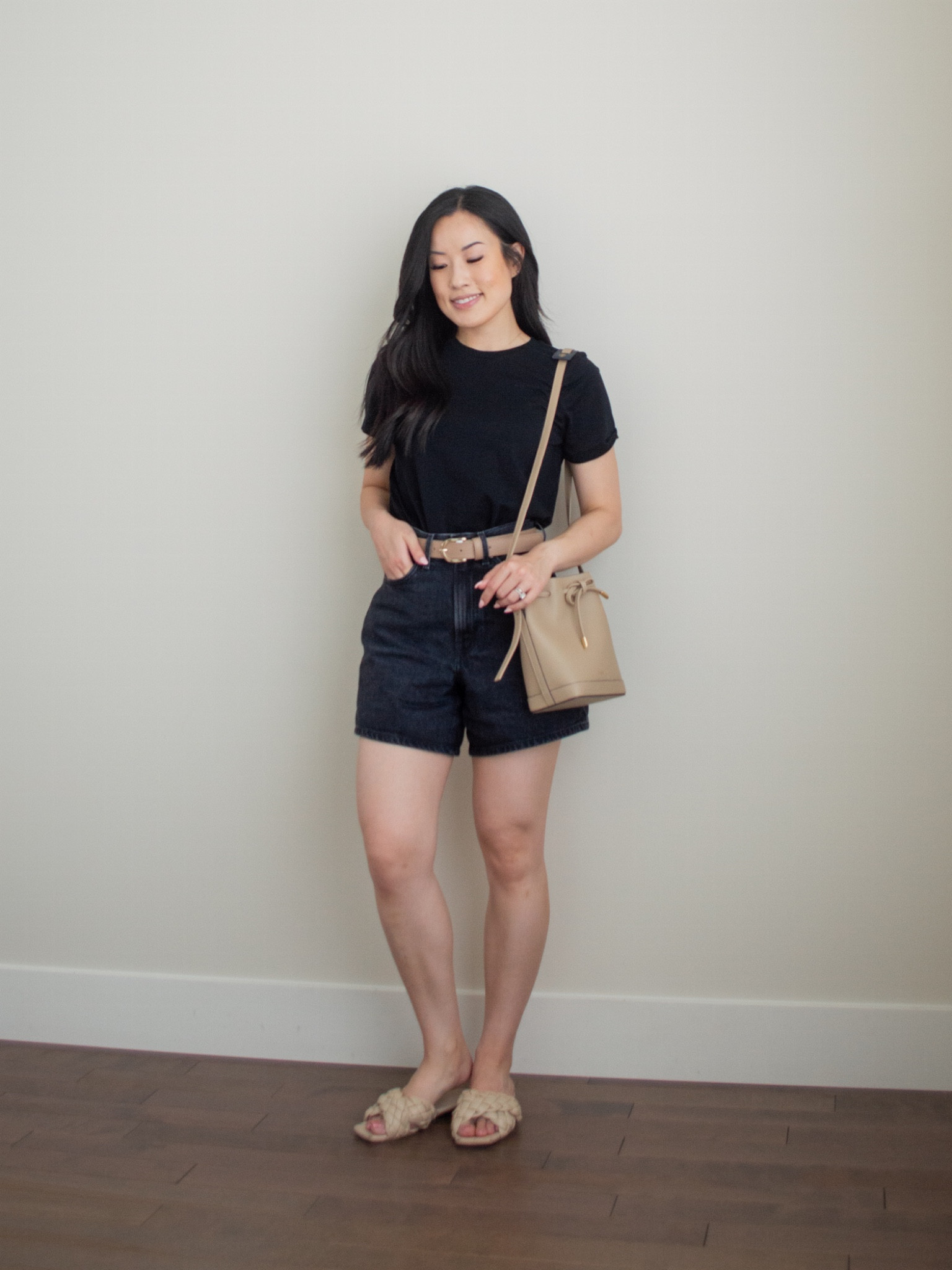 1 base, 3 outfits - outfit 1 ✨ styling a black tshirt and black denim shorts outfit with neutral accessories 🤍 // minimalist outfit 

Wearing Frank And Oak tshirt size S, Everlane denim shorts size 25 // unavailable to link: Paris64 bag, L’intervalle sandals

#LTKstyletip #LTKFind #LTKSeasonal