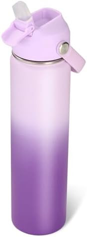24oz Insulated Stainless Steel Water Bottle, Wide Mouth Double Wall Vacuum, Silicone Straw, Sweat... | Amazon (US)