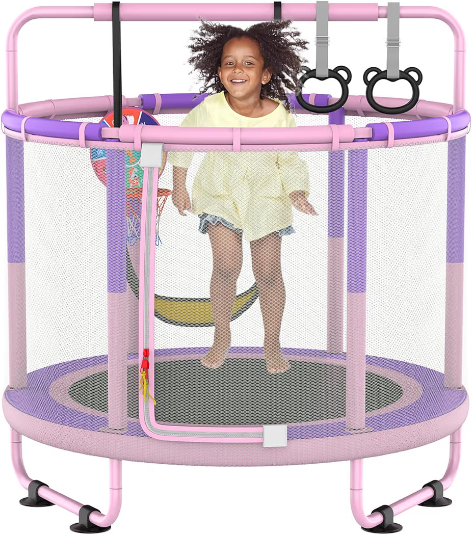 LANGXUN 60" Trampoline for Kids, 5ft Toddler Mini 6-in-1 Trampoline Indoor Outdoor with Swing, Ba... | Amazon (US)