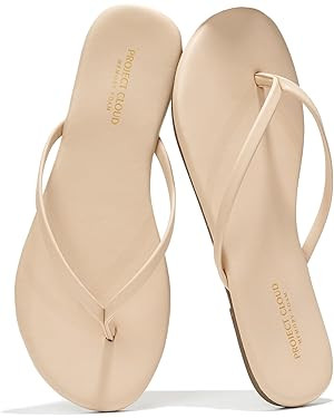 Project Cloud Flip Flops for Women - Memory Foam Flats Summer Sandals for Women 2025 - Vegan Leat... | Amazon (US)