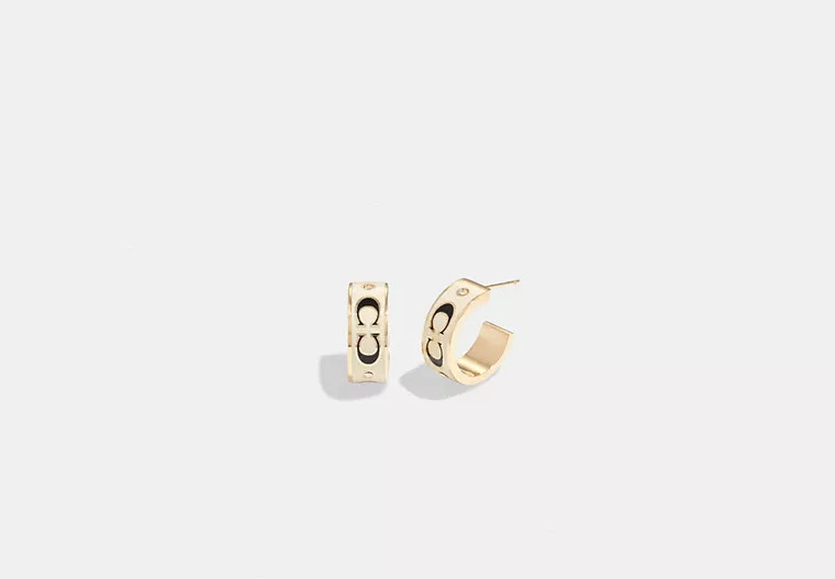Signature Enamel Huggie Earrings | Coach Outlet US