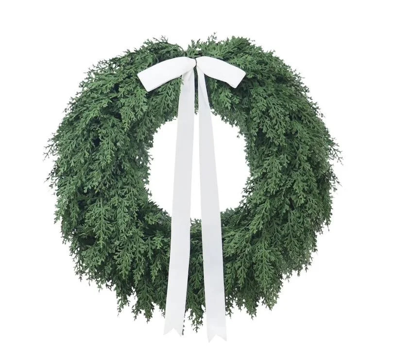Evergreen Natural Feel Cedar Artificial Christmas Wreath, Green, 17.7", Christmas Wreath, Front D... | Walmart (US)