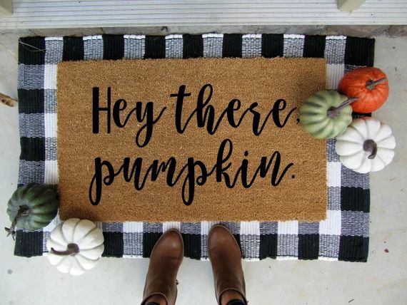 Hey there pumpkin doormat fall doormat personalized doormat | Etsy | Etsy (US)