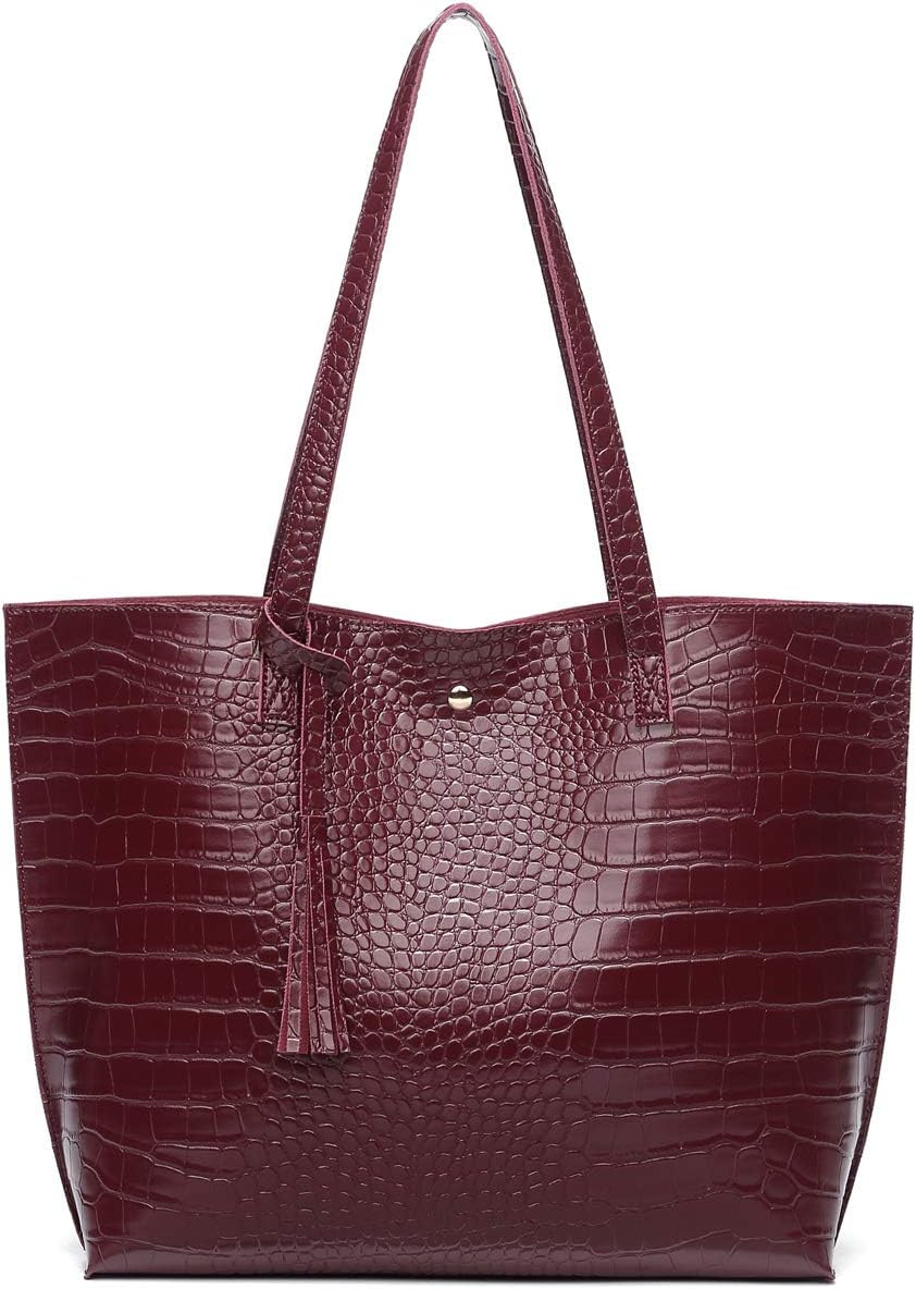 Dreubea Women's Soft Faux Leather Tote Shoulder Bag from, Big Capacity Tassel Handbag | Amazon (US)