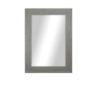 Modern Rustic ( 21.75 in. W x 25.75 in. H ) Wooden Rectangular Weathered Grey Beveled Wall Mirror | The Home Depot