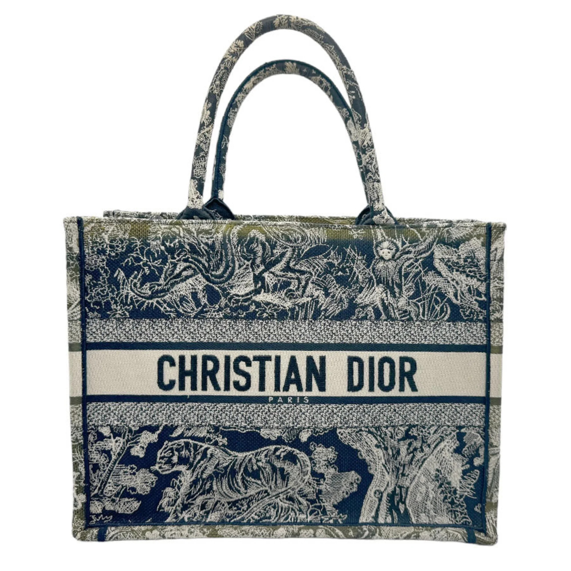 Pre-Owned Christian Dior Tote Bag Handbag Book Canvas Navy Off-White Women's n0057 (Good) | Walmart (US)