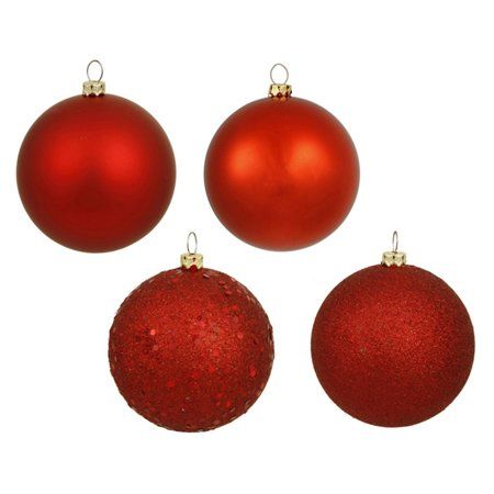 Vickerman 2.75" Red 4-Finish Ornament Assortment, Set of 20 | Walmart (US)