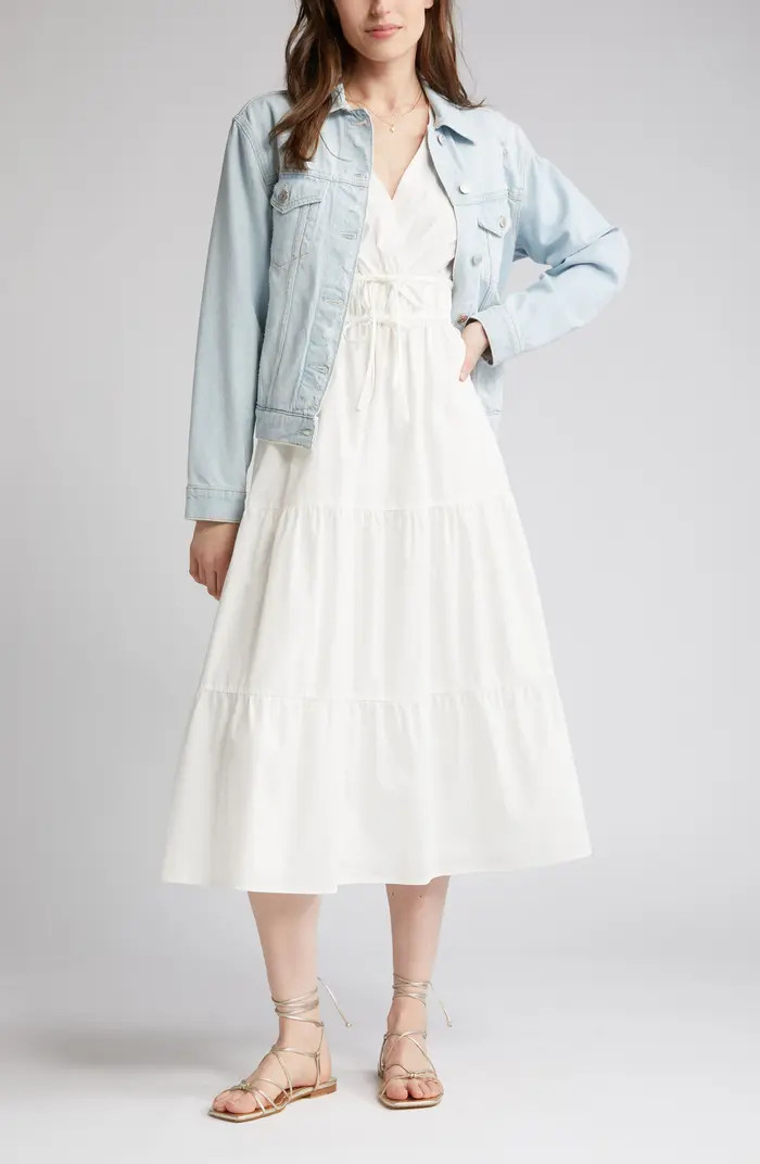 Lucia Tiered Cotton Blend Midi Dress | Nordstrom