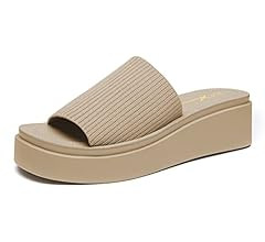 Athlefit Women's Slip On Platform Sandals Comfortable Open Toe Flatform Chunky Sandals | Amazon (US)