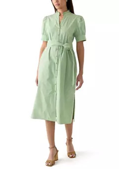 Crown & Ivy™ Women's Short Sleeve Button Up Midi Straight Dress | Belk