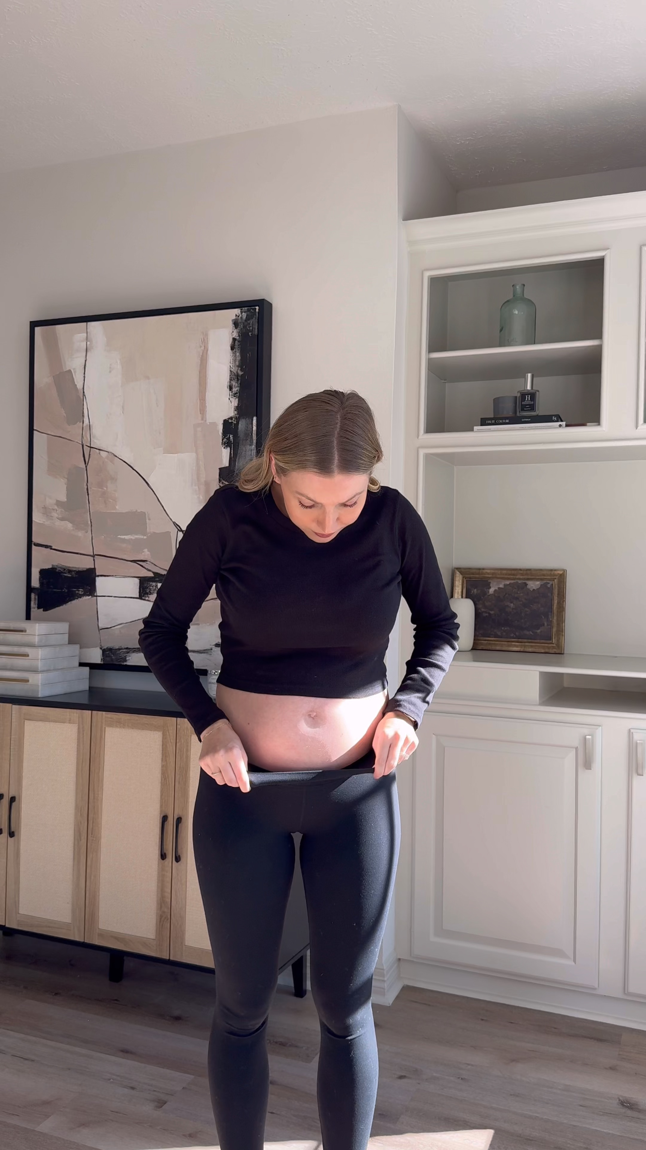 Casual chic winter outfit with leggings | wearing a S in leggings (bump friendly), M in long sleeve, knee boots run tts, cardigan in size M 

#LTKStyleTip #LTKSeasonal #LTKBump