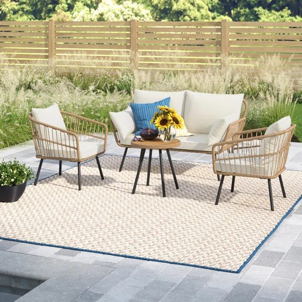 Halstead Polyethylene (PE) Wicker 4 - Person Seating Group with Cushions | Wayfair North America