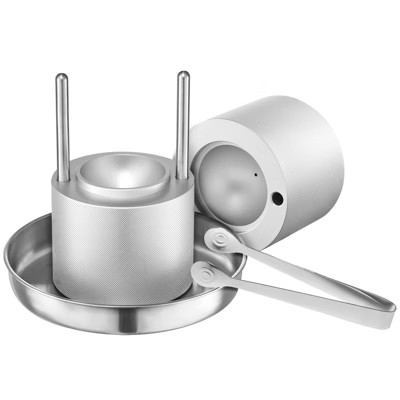 VEVOR aluminum ice ball press making a clear ice sphere