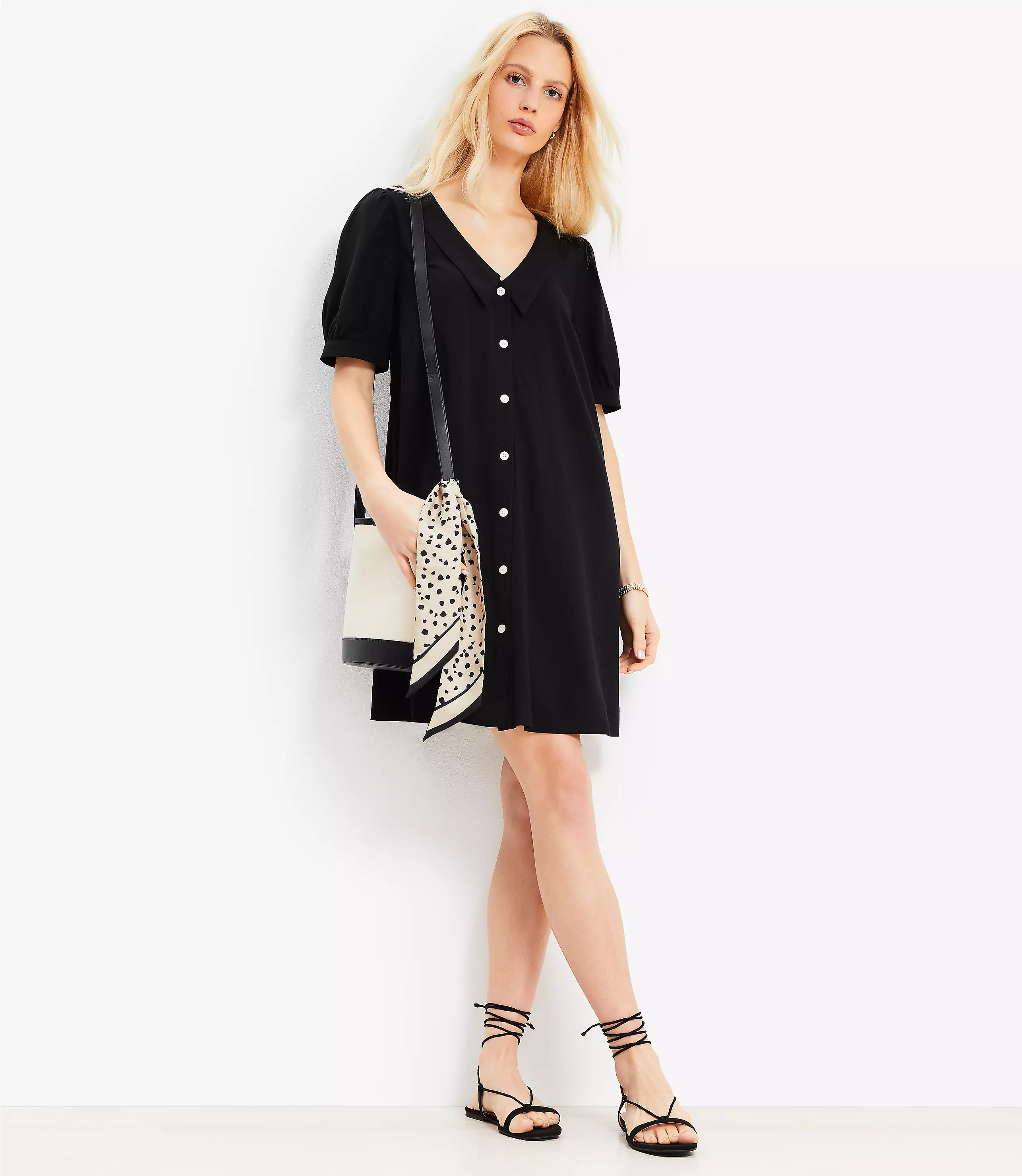 Collared Button Mini Dress | LOFT
