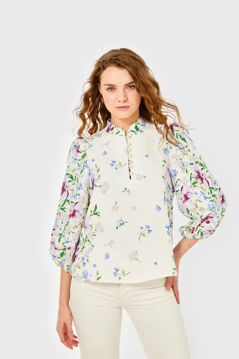 Sarah Blouse-Linen-Fleurs de Provence | Cartolina
