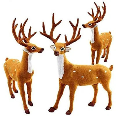 3Pcs Christmas Reindeer Resin Sculpture Individuality Deer Figurine Statue Home Office Tabletop Ornament Elegant Supplies | Wayfair North America