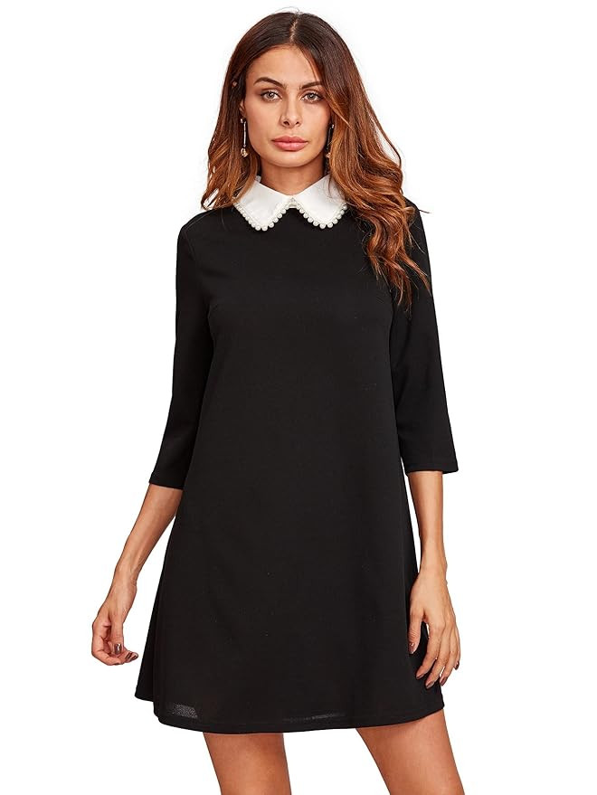 Floerns Women's Peter Pan Collar Short Tunic Dress | Amazon (US)