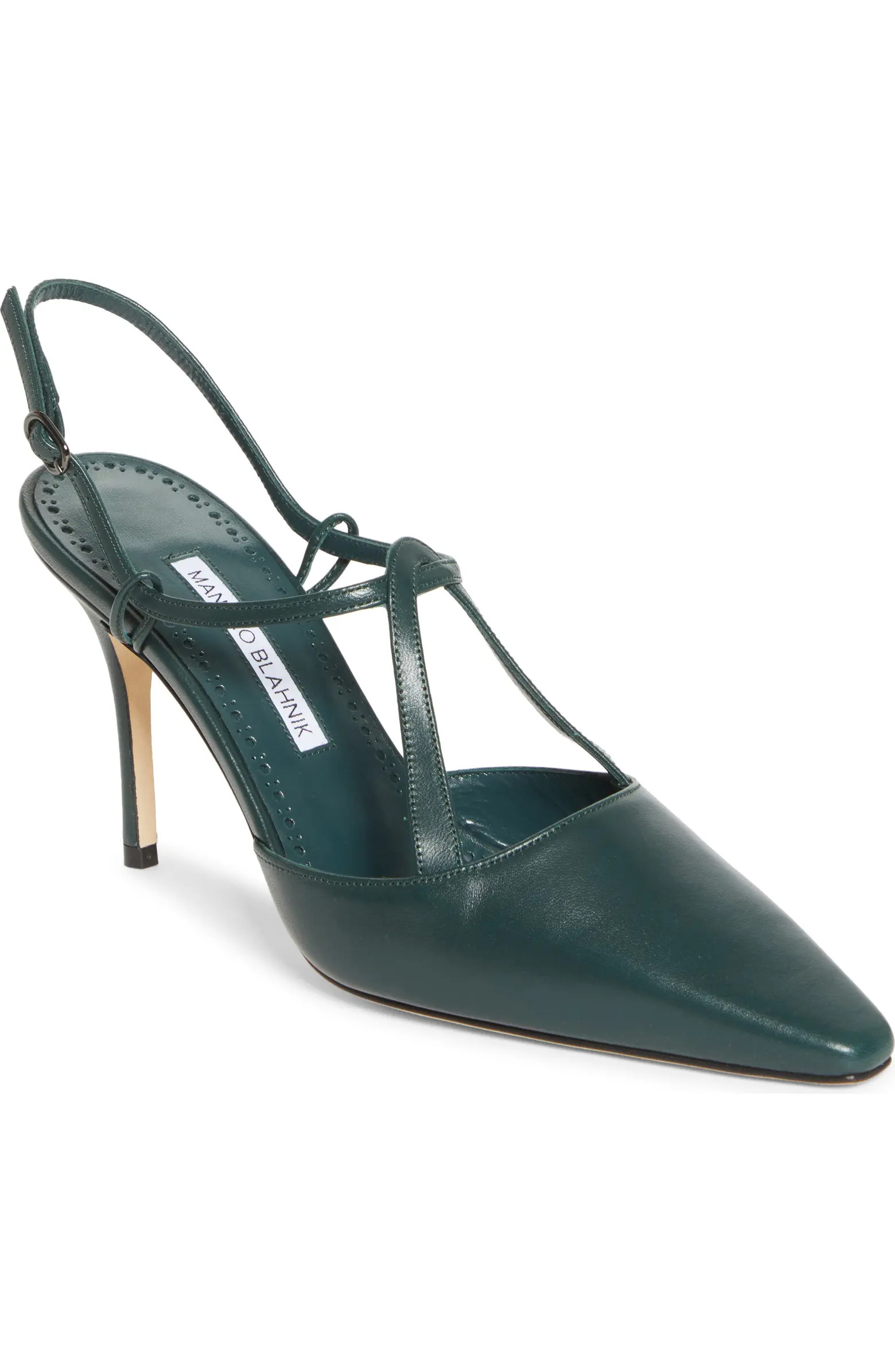 Manolo Blahnik Minia Pointy Toe T-Bar Pump (Women) | Nordstrom | Nordstrom