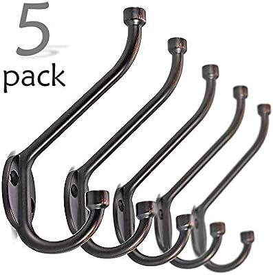 Ambipolar Wall Mounted Standard Decorative Heavy Duty Double Coat Hooks,5 Pack with Screws, Oil R... | Amazon (US)