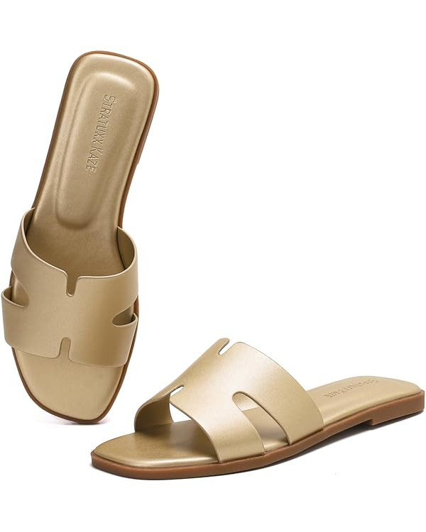 Stratuxx Kaze Women's Open Toe Flat Dress Slide Sandals | Amazon (US)
